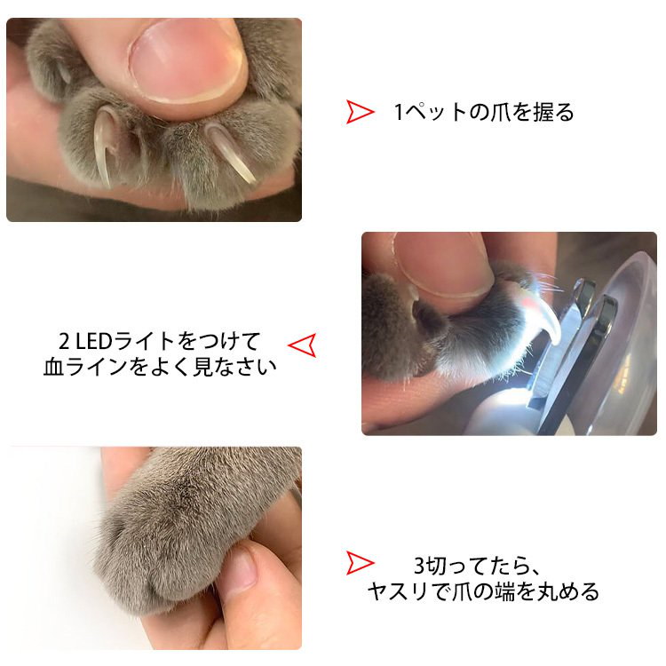 Qoo10] 猫犬爪切り ペット用爪切り 高輝度LED