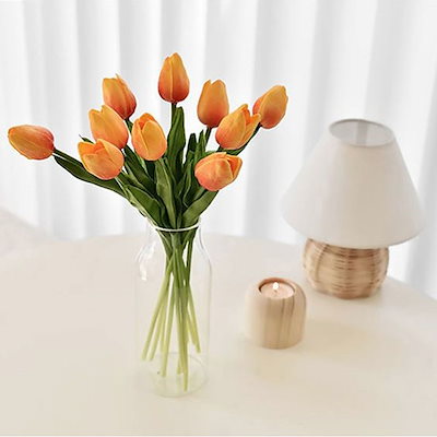 Qoo10 生花のような チューリップ造花9個 花瓶 家具 インテリア