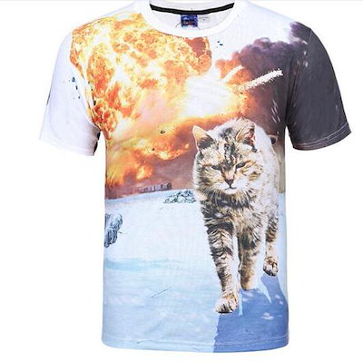 Qoo10 男女兼用半袖tシャツ猫プリントカジュアル メンズファッション