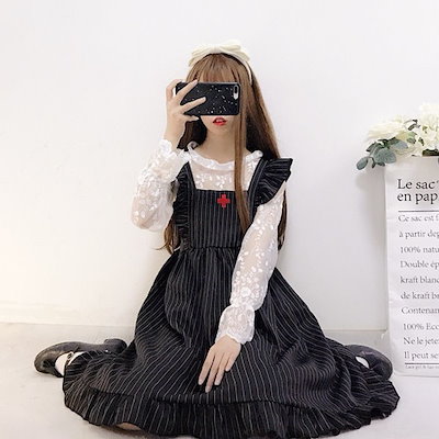 Qoo10 病みかわいい 少女 ブラック ワンピース レディース服