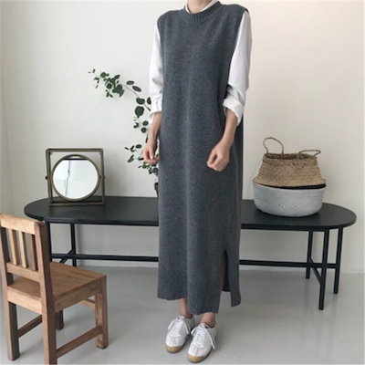 Qoo10 セーターのベスト ニットワンピース レディース服