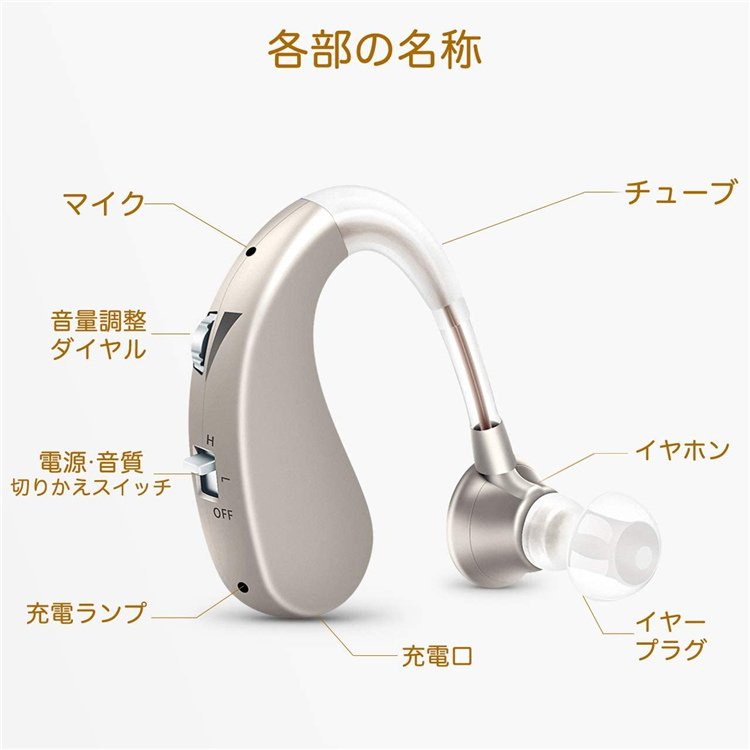 Qoo10] 補聴器 集音器 充電式 軽量 左右両用耳
