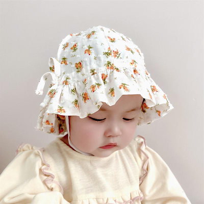日本製 帽子 靴下 赤ちゃんの女の子の帽子調節可能な夏の純綿の薄い赤ちゃんの太陽の帽子かわいい女の子の太陽の帽子