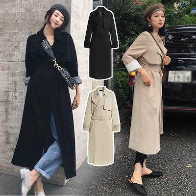 Qoo10 トレンチコート レディース ロング丈 ス レディース服