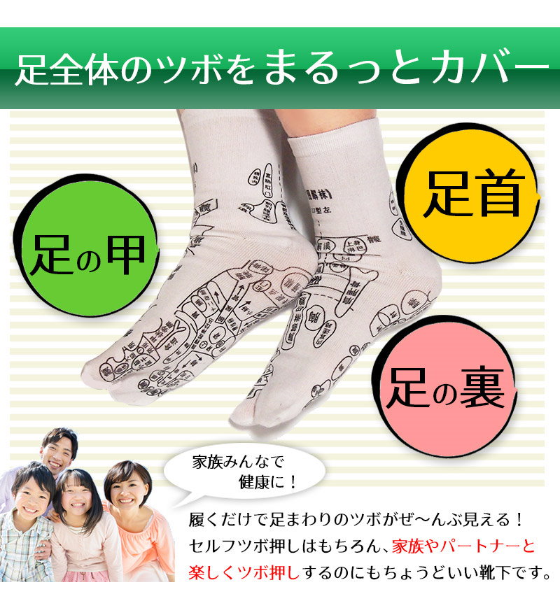 Qoo10 足裏につぼをプリントしたユニークな靴下 足ツボソックス 反射区 プリント くつした ツボ押しやすい 22２４センチ メール便発送
