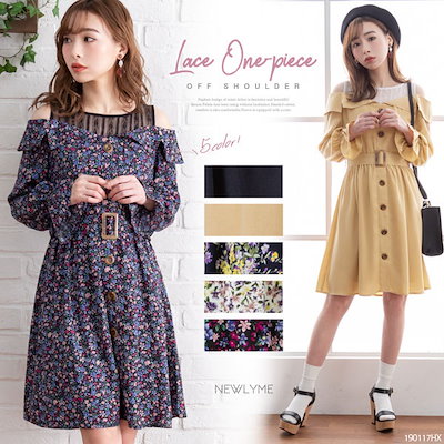 Qoo10 送料無料ワンピース オフショル レース レディース服