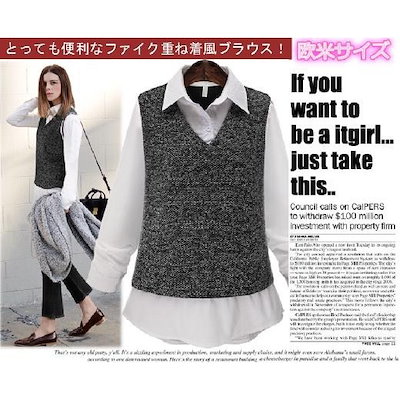 Qoo10 送料無料大きいサイズ重ね着風ブラウス y レディース服 Qoo10 送料無料大きいサイズ重ね着風ブラウス y レディース服