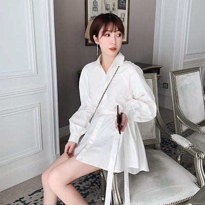 Qoo10 韓国 ファッション白シャツ 長袖 レディース服