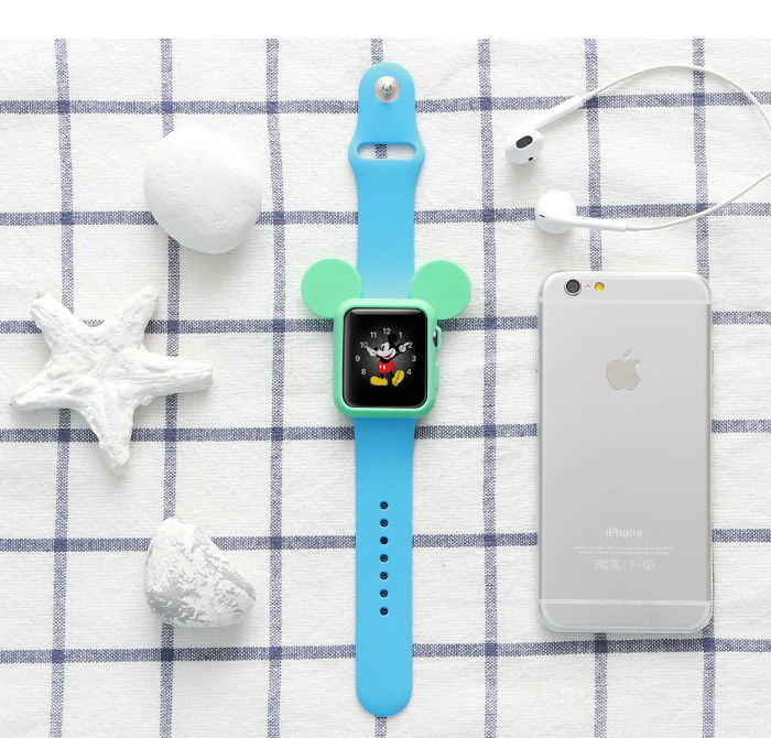 Qoo10 送料無料 Apple Watch ディズニー アップルウォッチシリコンケース ペアアイテムでお勧め かわいいシリコンケース 6カラー ２サイズ カップル ペア Iface