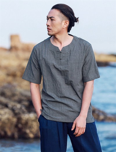 Qoo10 中国の風 中国服 半袖 Tシャツ メンズファッション