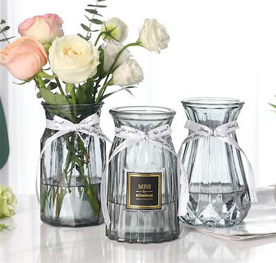 Qoo10 ガラス 花瓶 クリア ドライフラワー 家具 インテリア
