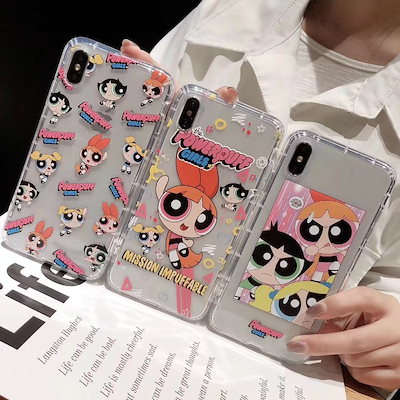 Qoo10 韓国パワーパフガールズカップルかわいい透 スマホケース 保護フィルム