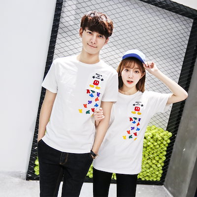 Qoo10 ミッキーペアルックディズニー Tシャツ夏 メンズファッション