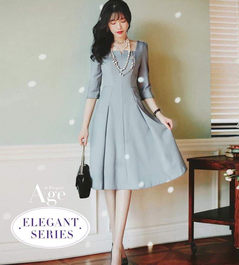 Qoo10 韓国ファッション 美シルエットスレンダーラインドレスお呼ばれパーティー セレブワンピース結婚式