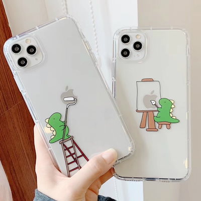 Qoo10 韓国恐竜カップルシンプルかわいい透明携帯 スマホケース