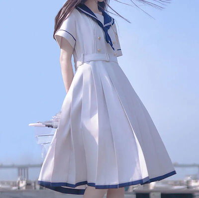 高い素材 ワンピース ドレス 高校生春服夏服可愛い上品エレガント日常パーティードレス通勤ゆったりカジュアルレディースギフト学生清純jkユニフォームカレッジスタイル甘いセーラードレス1l16 Sjemenarna Net