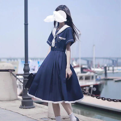 高い素材 ワンピース ドレス 高校生春服夏服可愛い上品エレガント日常パーティードレス通勤ゆったりカジュアルレディースギフト学生清純jkユニフォームカレッジスタイル甘いセーラードレス1l16 Sjemenarna Net