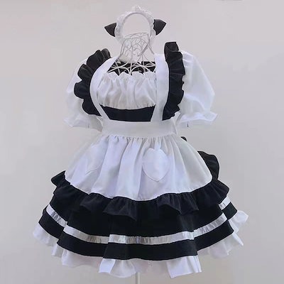 Qoo10 黒白 青色ピンク 2色クラッシクメイド服 ホビー コスプレ