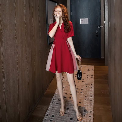 Qoo10 良い品質 恋は赤いワンピースの女性の夏 レディース服