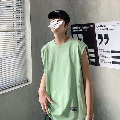 Qoo10 購入オススメ ノースリーブtシャツ男性 メンズファッション