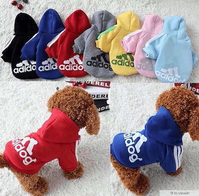 【選べるノベルティ付き】　アディドック　犬服　 猫服　 ペット服  　シンプルパーカー お散歩 かっこいい かわいい
