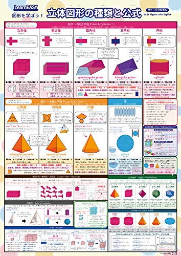 タイムセール 知育教材 1枚で立体図形がわかる図形を学ぼう立体図形の種類と公式ポスター大判a2サイズ小学生算数教材プチバイリンガル Portalfhnsl Com Br