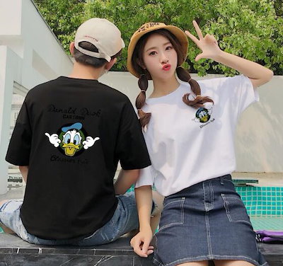 Qoo10 ペアルック 半袖tシャツ ディズニー メンズファッション