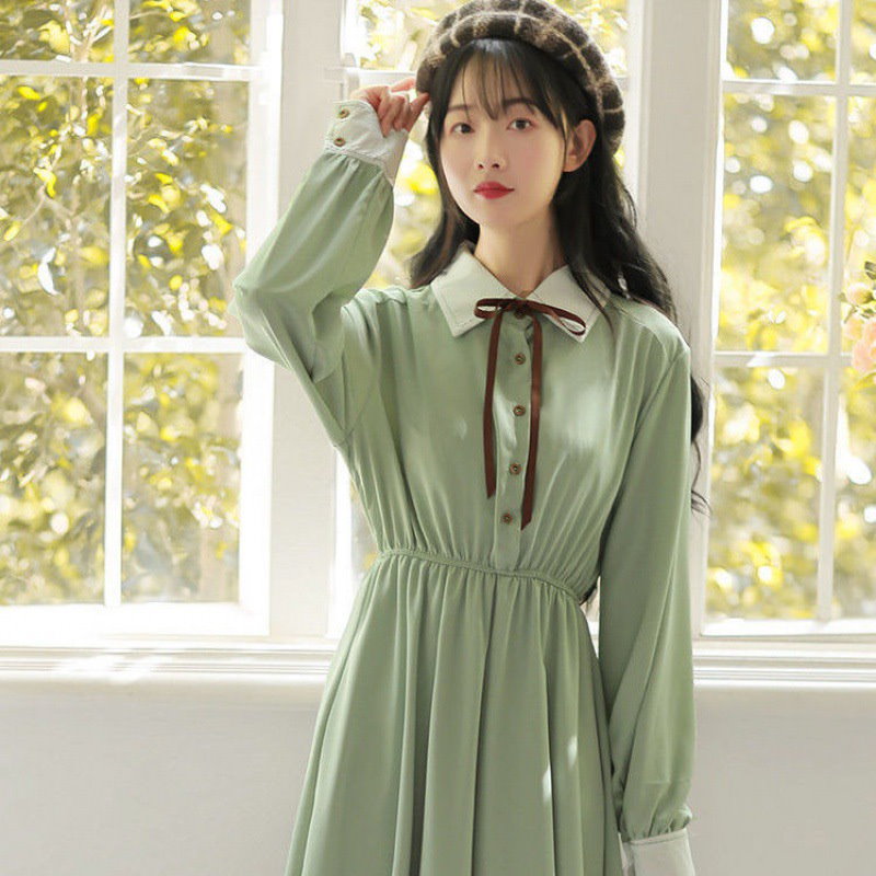 Qoo10 21春高品質ワンピース バーゲンセール 春服ロングワンピース韓国ファッションシンプルな春ワンピーススカート 限定発売上品 ガーリー ドレスセー