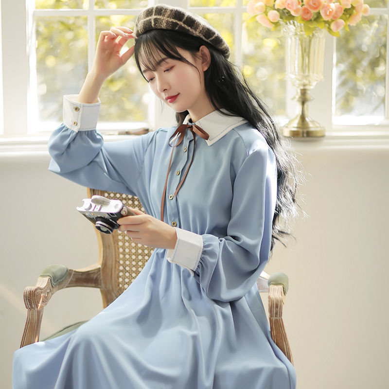 Qoo10 21春高品質ワンピース バーゲンセール 春服ロングワンピース韓国ファッションシンプルな春ワンピーススカート 限定発売上品 ガーリー ドレスセー