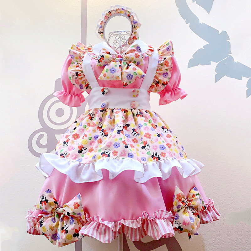 店 22新品 ディズニー風 ミッキー ミニー柄 メイド服 ピンク 甘ロリ ワンピース 正規 取扱 店 Blog Autografia Com Br