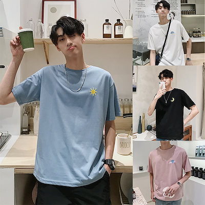 Qoo10 Tシャツ緩い思いやりのある半袖服 メンズファッション