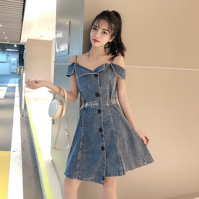 Qoo10 6度 ニム ワンピース オフショルダー Aライ レディース服