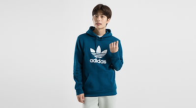 adidas trefoil navy hoodie