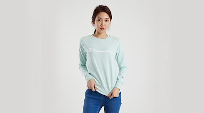 champion script logo crew neck sweatshirt