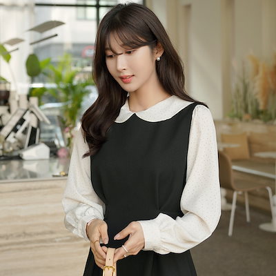 Qoo10 Bl ドットパターンブラウス 韓国ファッション レディース服