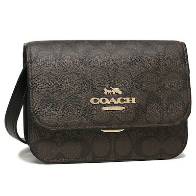 高速配送 Coachコーチアウトレットショルダーバッグシグネチャーブラウンブラックレディースcoachc バッグ Samysband Com Br