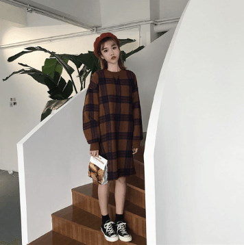 DISCOVER THE SEASON冬のファッション韓国ファッション女性ファッションロマンチックツイードワンピースニットワンピースパーカデートファッション推薦デーリーウェア