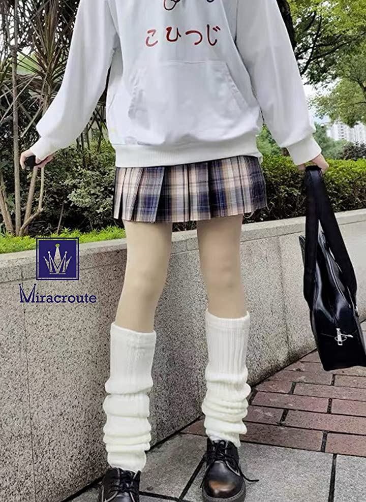 レッグウォーマー 白 ルーズソックス Y2K コスプレ 制服 学生 量産