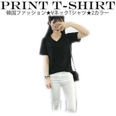 Qoo10 Glitteradel Tシャツ Vネック 半袖tシャツ レディース服