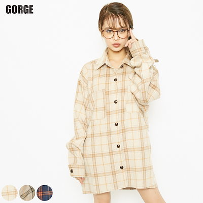 Qoo10 Gorge チェックシャツジャケット レディース服