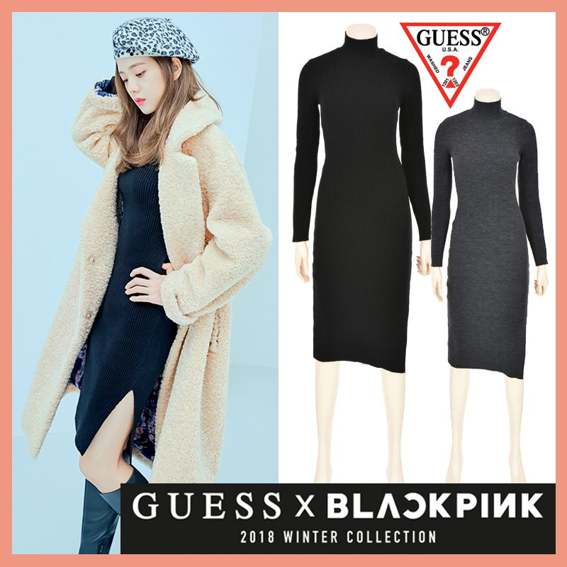 Qoo10 Guess ゲス Blackpinkスタイル 韓国ファッション ゴールジワンピース スリム セクシー