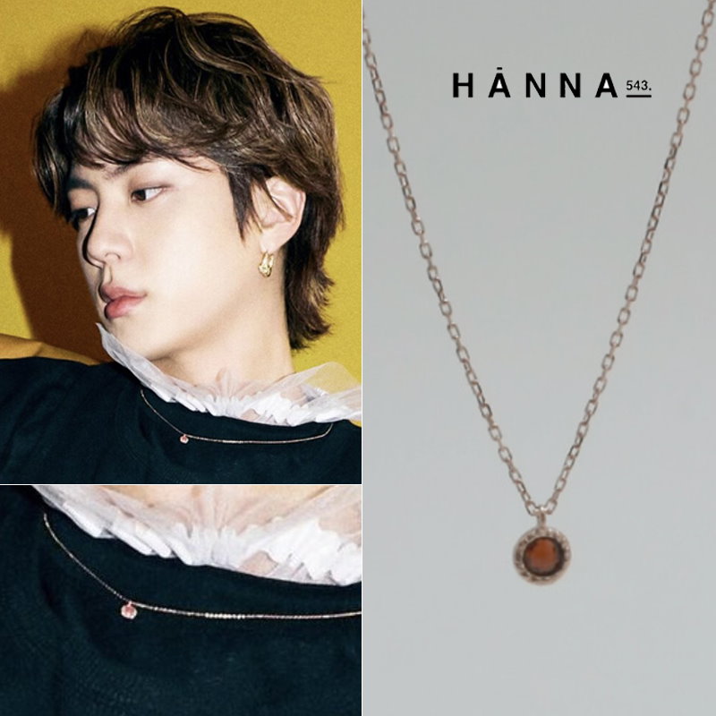 bts jin 着用 Necklace N177ローズゴールド ネックレス ガーネットネックレス