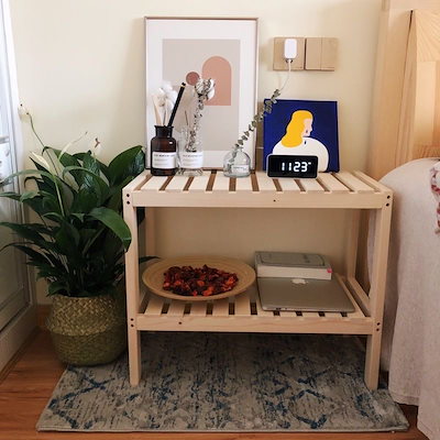 Qoo10 Ins実木収納棚韓国大人気多機能置物棚シ 家具 インテリア