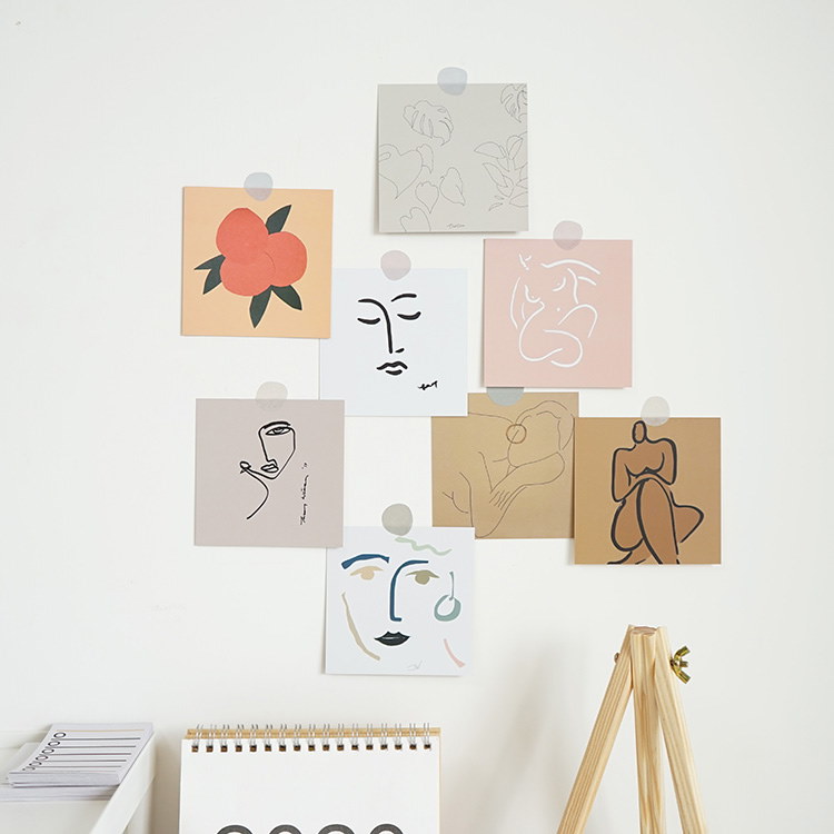 Qoo10 Ins韓国風アーティスト手描きシンプル両面イラストカード寝室写真背景壁飾りカード