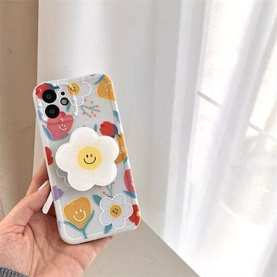 限定セール その他スマホケース Iphoneケースにこちゃん韓国グリップ付きスマイリー花キャラクターソフトケースカバー携帯ケース携帯カバー