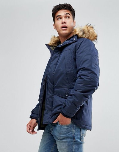 jack & jones parka with faux fur hood