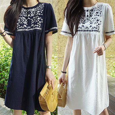 Qoo10 Monicaroom モニカルーム エスニック刺繍ワンピース レディース服