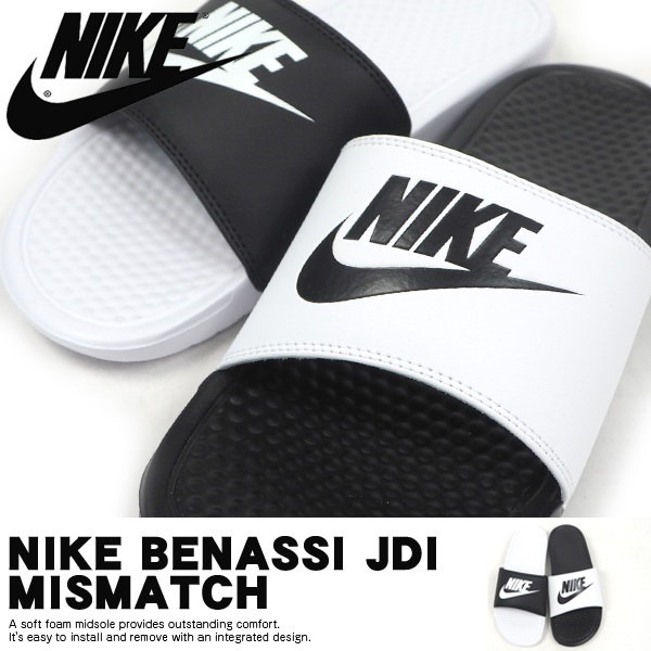 Qoo10 Nike ナイキ サンダル Benassi Jdi Mismatch メンズ レディース ベナッシ ミスマッチ モノクロ スポサン