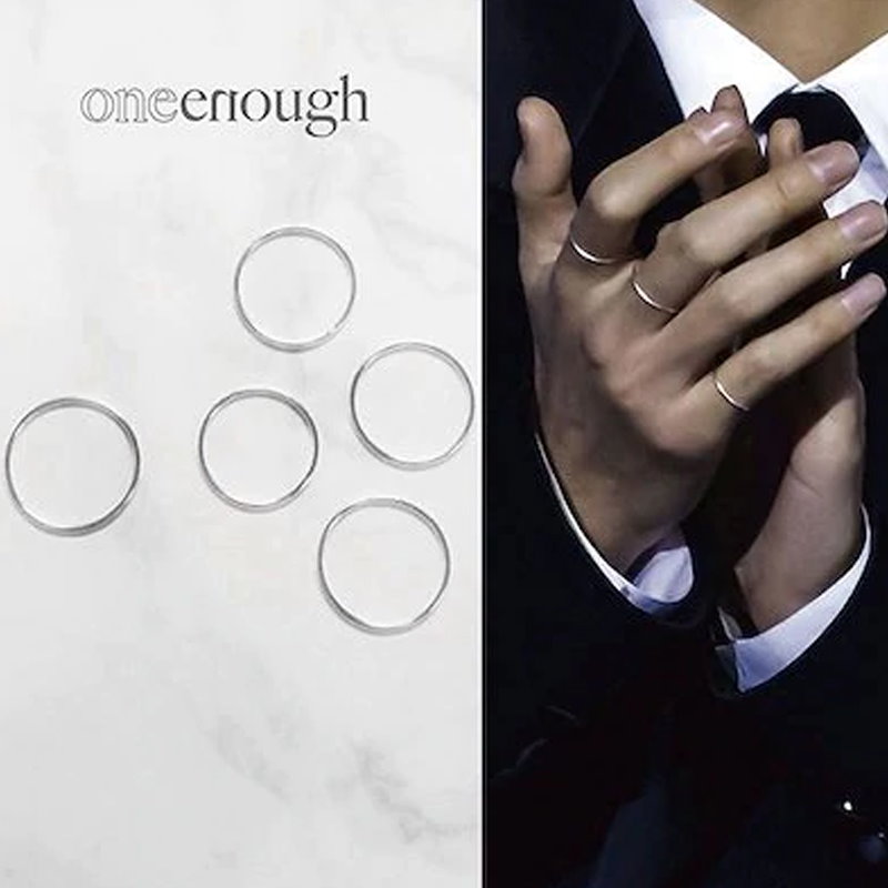 [One enough] 防弾少年団 BTS/ V テヒョン着用 Mikro Five Rings Set  マイクロファイブリングセット銀の指輪/即時発送