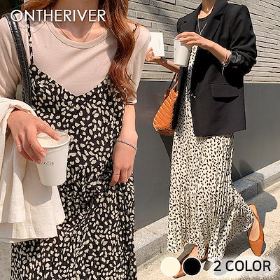 Qoo10 Ontheriver レオパードビュスチエロングワンピース 2 レディース服